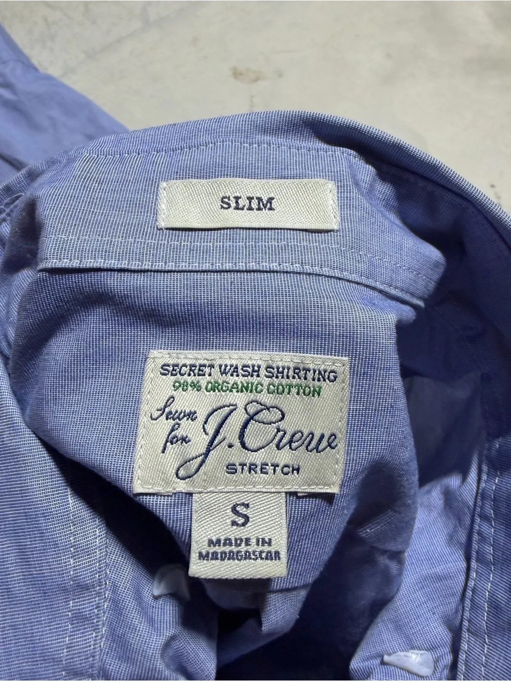 J. Crew secret wash shirting Men's Blue cotton Button-Down Shirt small slim